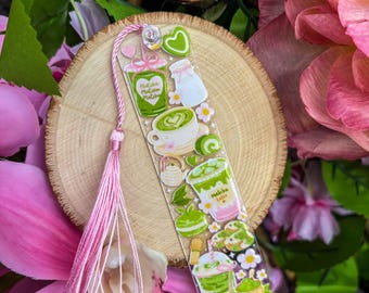Matcha bookmark- Matcha accessory, matcha gift, coquette cottagecore matcha bookmark, kawaii gift