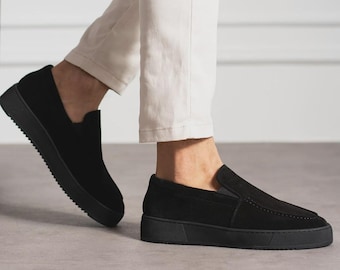 22byMali Romero Handmade Leather Loafers for Men | Premium Comfort Shoes | Trendy Everyday Footwear - Allblack