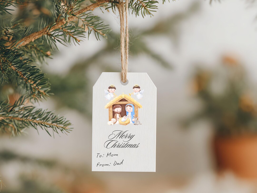 Nativity Christmas Gift Tag Printable | Jesus in the Manger | Christian ...