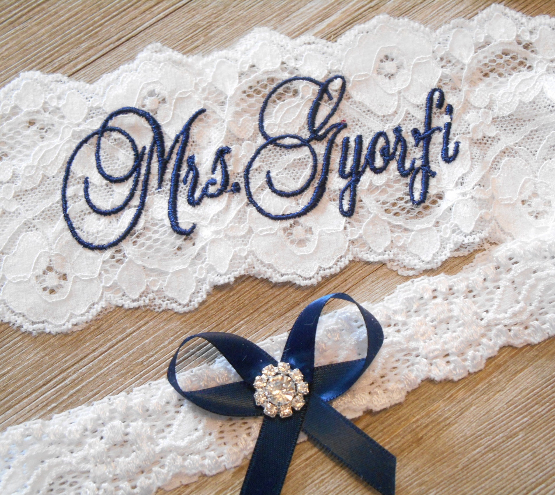 MONOGRAMMED Wedding Garter MANY COLORS Bridal Garter Floral Stretch L…