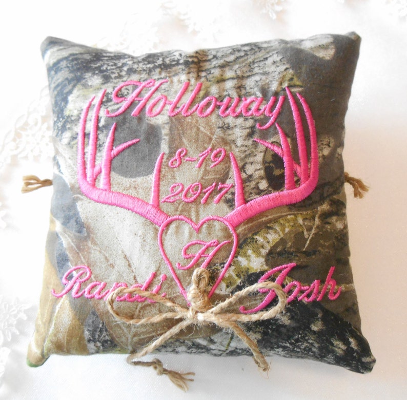 Monogrammed Wedding Pillow DEER ANTLERS Burlap Ring Bearer Etsy
