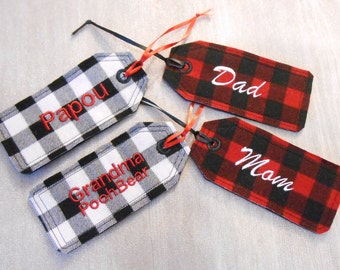Christmas Stocking Name Tag Buffalo Plaid Christmas Gift Name Tag Reusable Name Tag