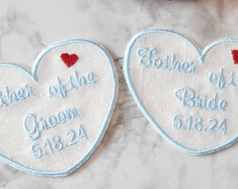 Wedding Tie or Wedding Dress Patch Groom and Bride, Personalized Heart Patch, Husband Suit Patch, Tie Patch,