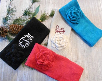 Six Colors Personalized Knit Headband With Rosette Women's Teens Young Adult Knit Headband Winter Headband