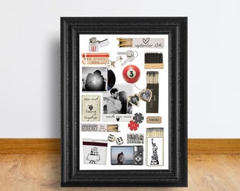 Anniversary Gift for Boyfriend | Editable Matchbook Poster Template | Matchbox Art Print Custom Anniversary or Birthday Gift for Him or Her