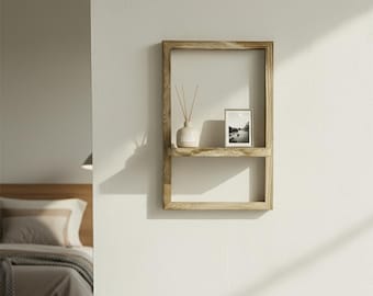 Rustic Wooden Floating Wall Shelf : Minimalist Mounted Display Shelf - Home Decor Gift