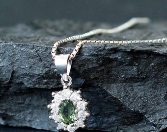4х6 mm steen TSJECHISCHE MOLDAVIT hanger zilver echte moldaviet sieraden-authentieke moldaviet ketting echte moldaviet kristal ketting edelsteen