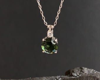 8 mm steen zilveren Moldaviet hanger, authentieke Moldaviet sieraden - Tsjechische echte Moldaviet ketting Echte Moldaviet ketting Moldaviet kristal