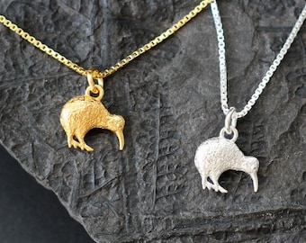 キウイコインペンダント：ハンドカットニュージーランド20セント、14K