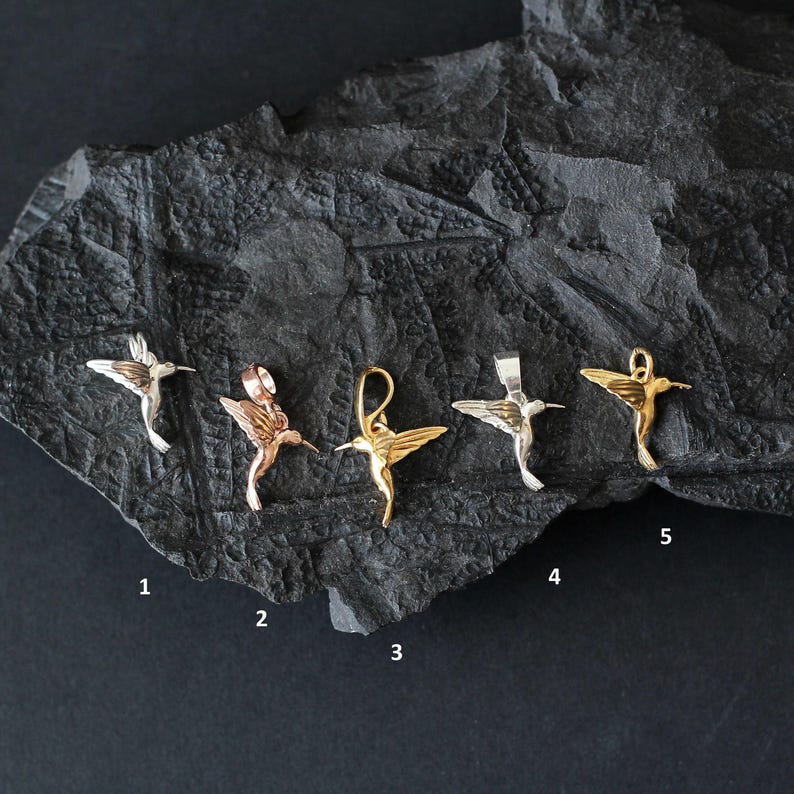 Einzelstück Kolibrie hanger van 925 sterling zilver, 14 karaat, echt 18-karaats verguld, zirkonia, goud, zilver, roségoud, zirkonia