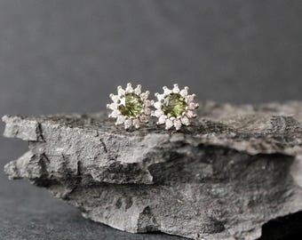 5mm czech moldavite earrings sterling silver jewelry real moldavite stud earrings, genuine moldavite gemstone earrings moldavite jewelry