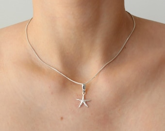 Sterling Silver Starfish Necklace - Gold Plated Sea Star Pendant - Beach Jewelry for Women - Boho Starfish Necklace Gift ocean - inspired