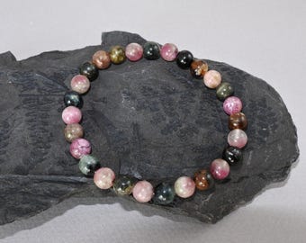 7 mm Tourmaline Bracelet, Gemstone Bracelet Boho Tourmaline Bracelet Crystal Beads Bracelet Jewelry, Tourmaline Stone Stretch Bracelet gift