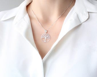 Sterling Silver Tree Of Life Necklace, Gold-Plated or Platinum-Plated Family Tree Necklace, Tree Of Life Pendant Gift Ready Tree Jewelry