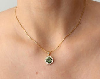 8mm stone Silver MOLDAVITE Pendant, Authentic Moldavite jewelry- Czech Genuine Moldavite necklace Real moldavite necklace moldavite crystal