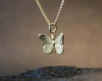 Fjärilshalsband i sterlingsilver – 18K guldpläterat fjärilshänge, bohemiskt fjärilsberlocksmycke, present till kvinnor