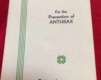 CHARBONOL Single Dose Vaccine for prevention of Anthrax booklet Cutter Laboratories Berkeley CA medical prescription