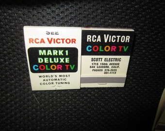 1960s Matchbook RCA Victor Mark 1 Deluxe World's Most Automatic Color Tuning Color TV Scott Electric San Leandro, CA mid century