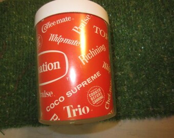 Vintage 1970s Thermo-Serv Carnation Brands Ad promo Coffee Cup Mug west bend Whip-Mate Coffee-mate chef-mate Contadina kitschy retro