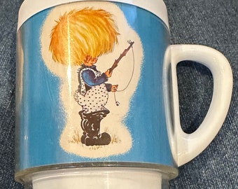 Vintage 1973 Lynn Santarlasci Mop Tops ThermoServ Mug kitschy cute retro cup mug sporty child graphic