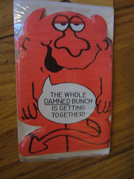 Vintage American Greetings Devil Party Invitations The Whole Damned Bunch is Getting Together kitschy cards