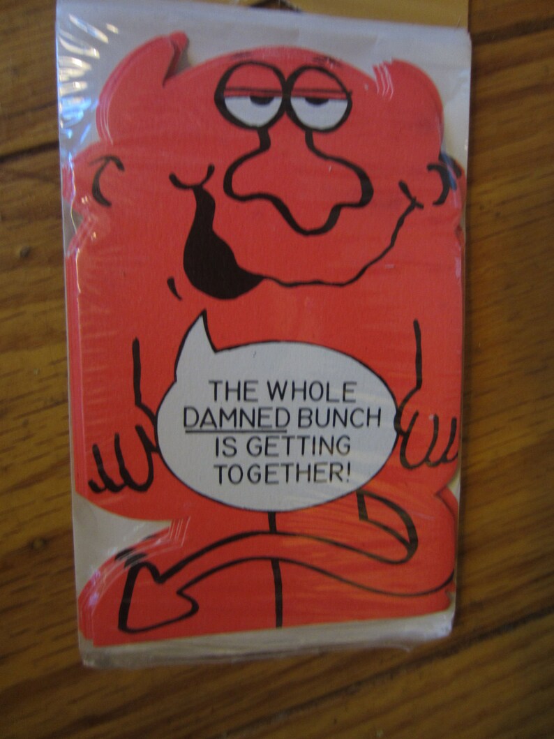Vintage American Greetings Devil Party Invitations The Whole Damned Bunch is Getting Together kitschy cards image 1