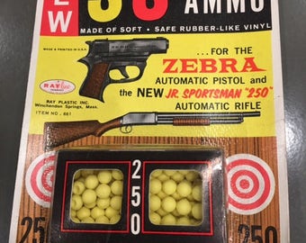 Vintage Rayline Zebra Toy Pistol Gun SS AMMO Soft Safe Rubber-Like Vinyl shooting fun Plastic Jr. Sportsman Automatic Rifle 250 #661