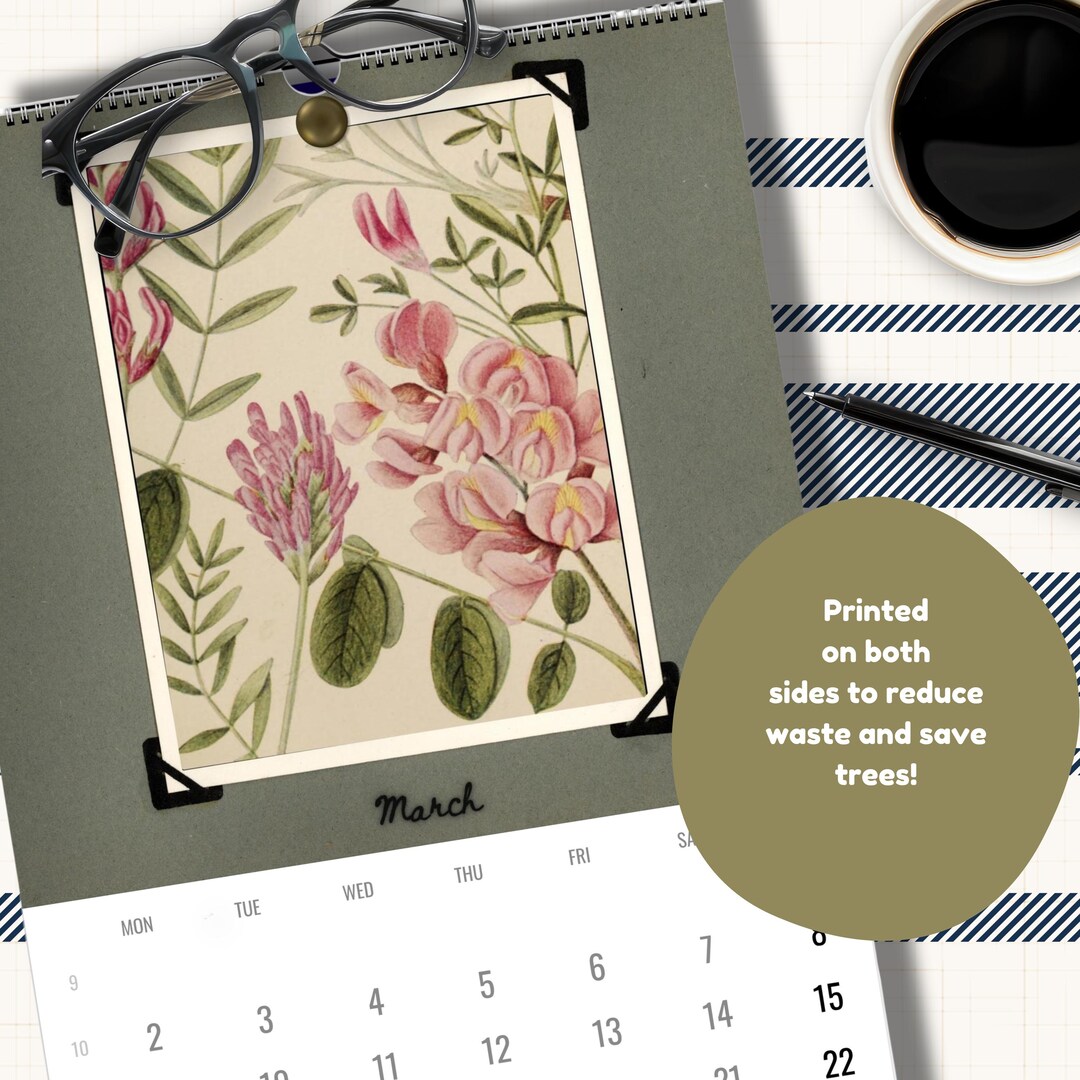 2026 Floral Wall Calendar Vintage Botanical Art Ledger Sized 11x17 Il Ra3s 