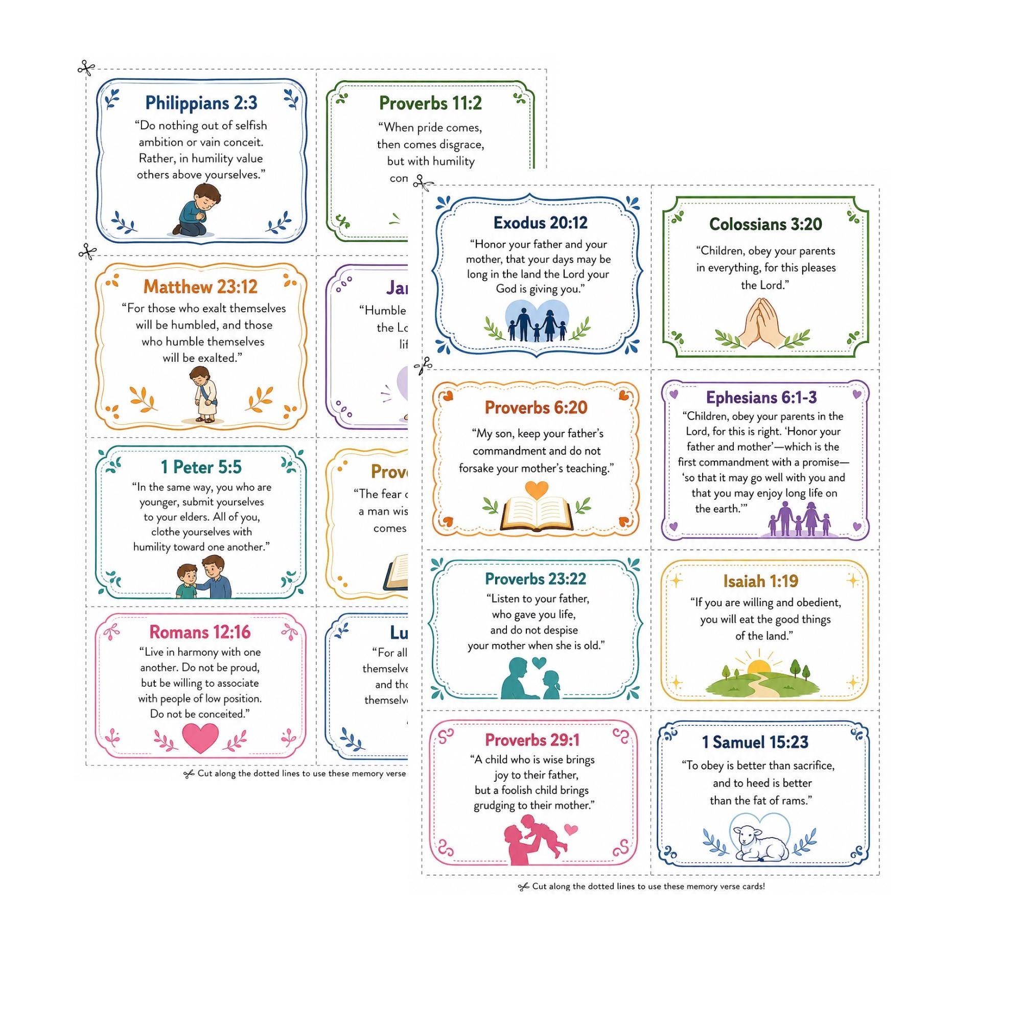 Kids Bible Memory Verse Cards – 80 Scripture Verses, 10 Themes ...