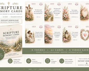 64 Carte con versetti biblici stampabili — Carte con versetti biblici a tema, per il ministero, devozione quotidiana (download PDF)