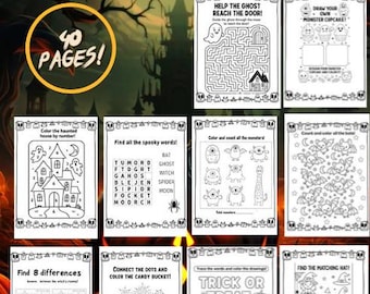 Halloween Activity Book for Kids: 40 Pages of Games & Coloring (Digital Download)