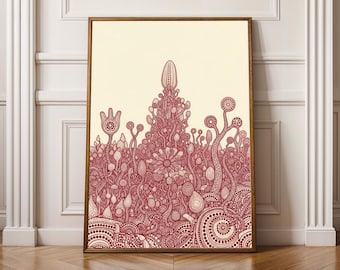 Yayoi Kusama Style Red Dot Muster Kunstdruck - Zeitgenössisches Japanisches Dekor