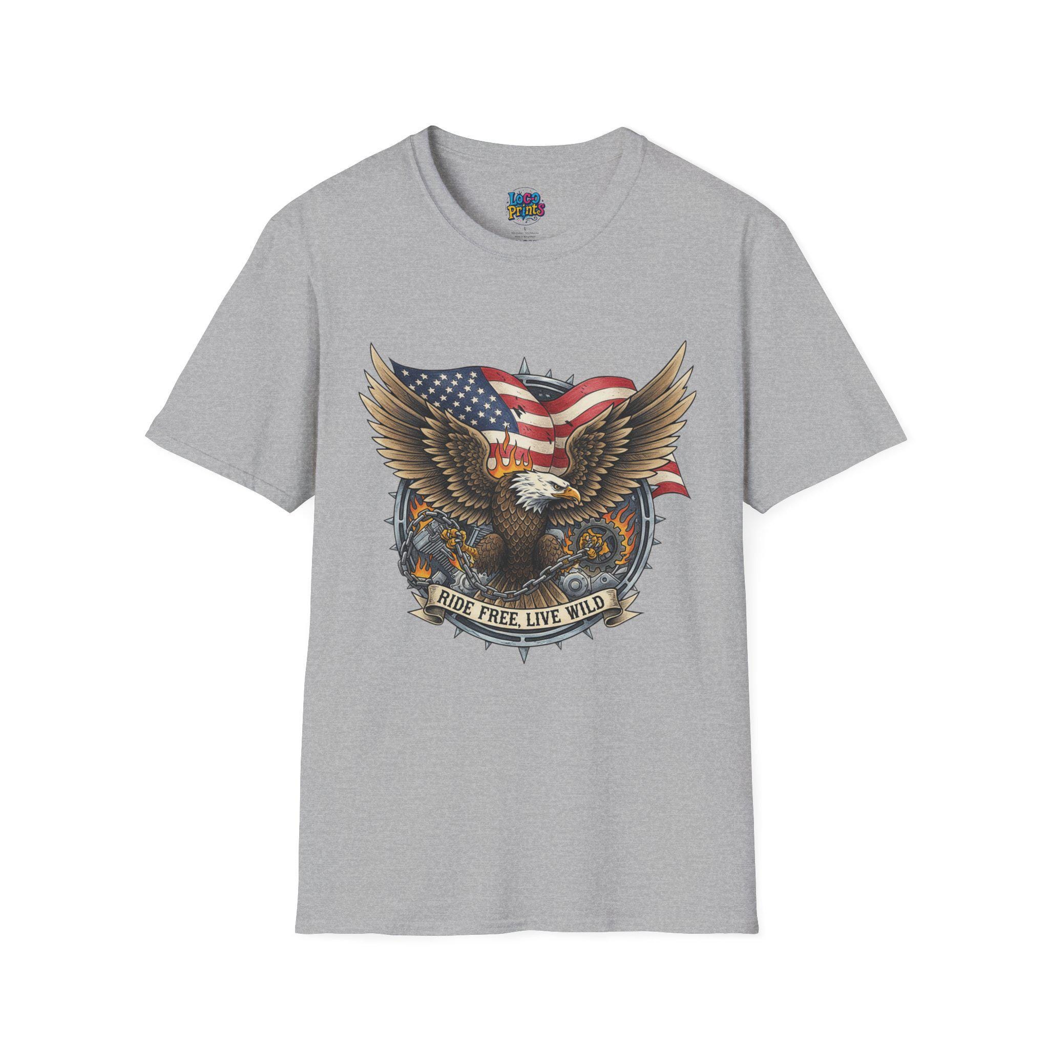 Eagle Biker T-shirt: Ride Free American Flag Graphic Tee - Etsy