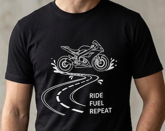 Camiseta de motociclista Ride Fuel Repeat / Gráfico de carretera para moto deportiva