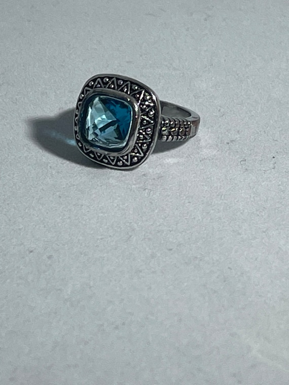 Vintage Blue Topaz Silver Ring Center Blue Topaz Gemstone size 6