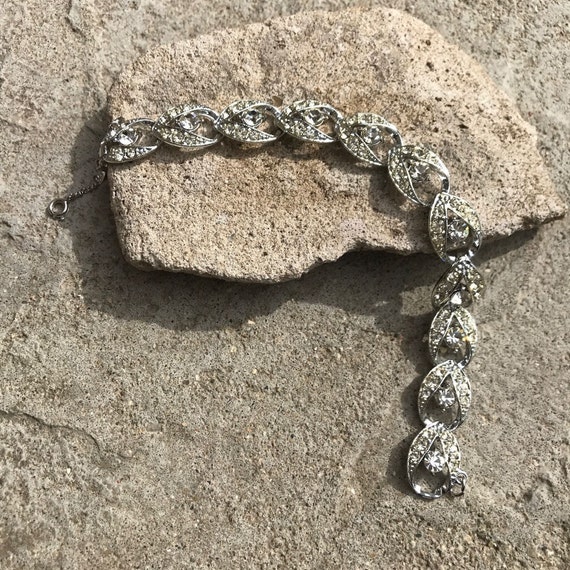 Rhinestone Bracelet Gorgeous Vintage Rhinestone Wedding Bracelet Clear Rhinestones Wedding Day Jewelry