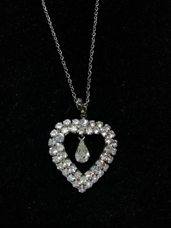 Vintage Rhinestone Necklace Wedding Jewelry Clear Rhinestone Necklace