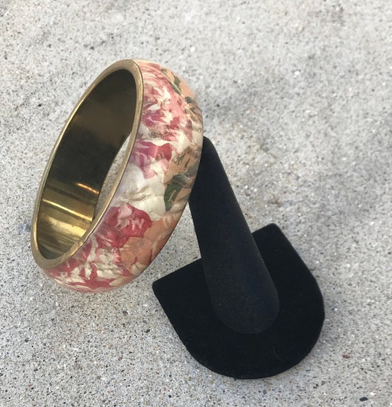 Vintage Rose Flower Bangle Bracelet Shabby Chic Flower Bracelet