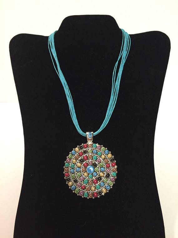 Turquoise or Multi Color Lucite Charms Jubilee Layered Diva Necklace Set Turquoise or Multi Color Lucite Charms Jubilee Layered Diva Necklace Set