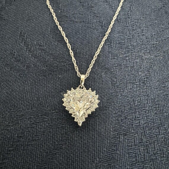 Stauer Sterling Silver Chain with CZ Heart Charm Necklace