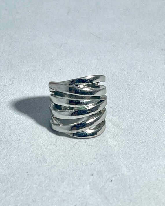 Vintage Silver Ring Wide Unique Design Size 5 3/4