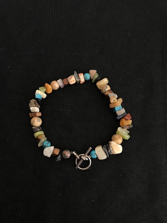 Vintage Natural Gemstone Bracelet Turquoise Jasper Jade Plus More Gemstone Bracelet