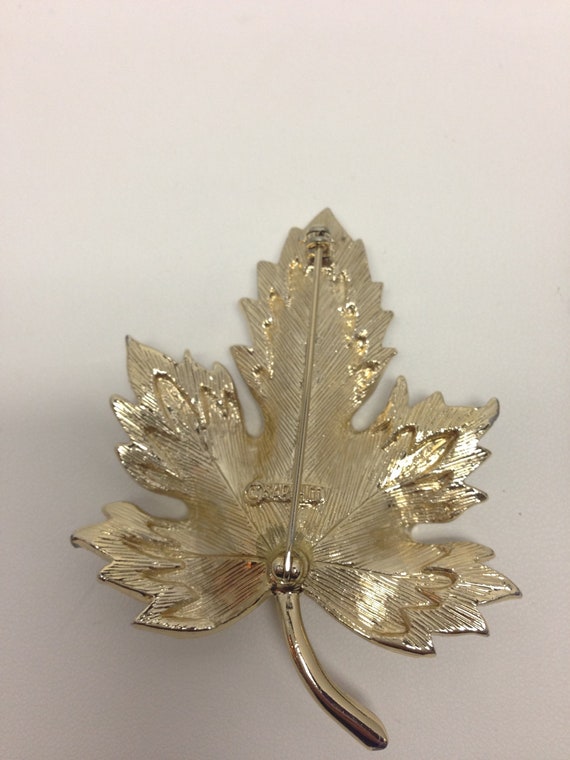 Vintage Leaf Brooch Earrings Set Sarah Coventry - image 2