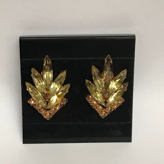 Vintage Rhinestone Earrings Yellow and Citrine Rh… - image 3