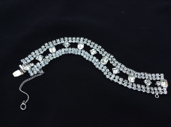 Vintage Clear Rhinestone Bracelet Beautiful Rhinestone Bracelet Wedding Jewelry