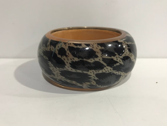 Vintage Leopard Print Bangle Bracelet Chunky Bangle Bracelet Fall Colors