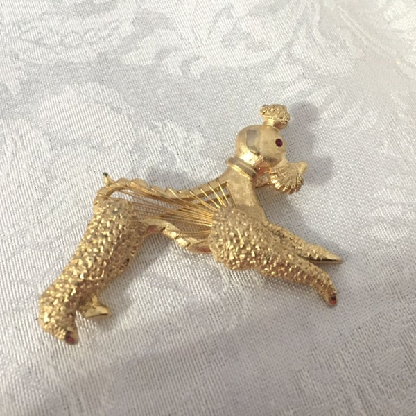 Vintage Brooks Gold Poodle Brooch Designer Signed Dog Pin Brooks Vintage Brooch