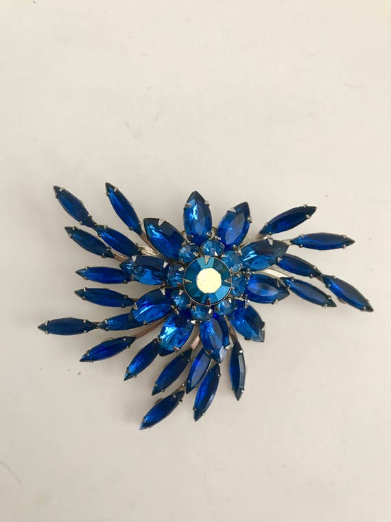 Vintage Judy Lee Rhinestone Brooch and Earring Set