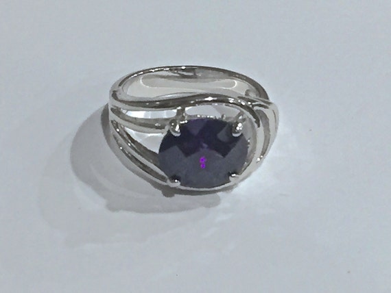 Vintage Amethyst Silver Ring Large Amethyst Gemst… - image 3