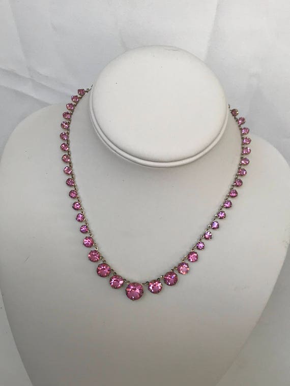 Vintage Pink Rhinestone Necklace Wedding Jewelry Gorgeous Pink | Etsy